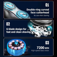 Waterproof Rechargeable Portable Shaver with Multi-Functional Display